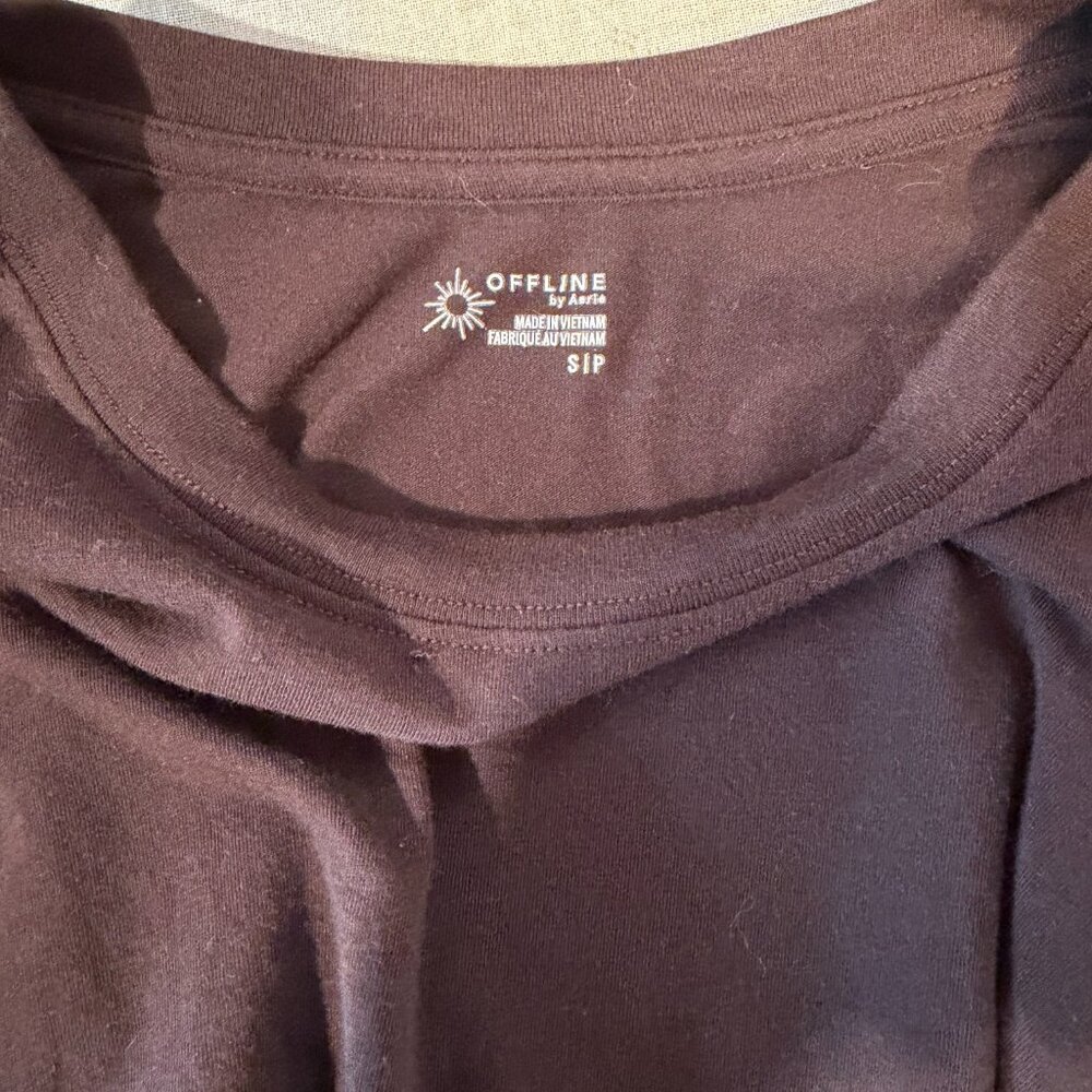 Aerie Offline Brown Cropped Tee Size S - Picture 5 of 7